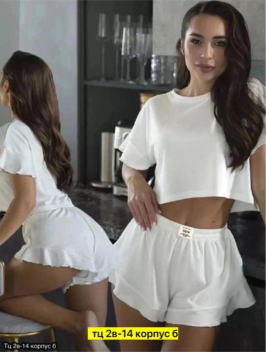 пижама с футболкой и шортами new st shop,костюм женский летний с шортами,пижама женская с топом,женский костюм с шортами,женская пижама с шортами