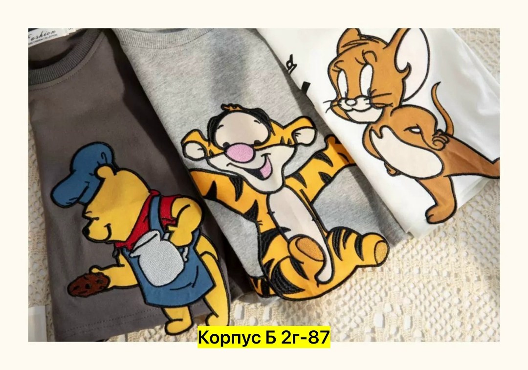 вышивка на детском трикотаже том и джерри,костюм детский,кофточка для мальчиков,футболка для малыша,футболка детская