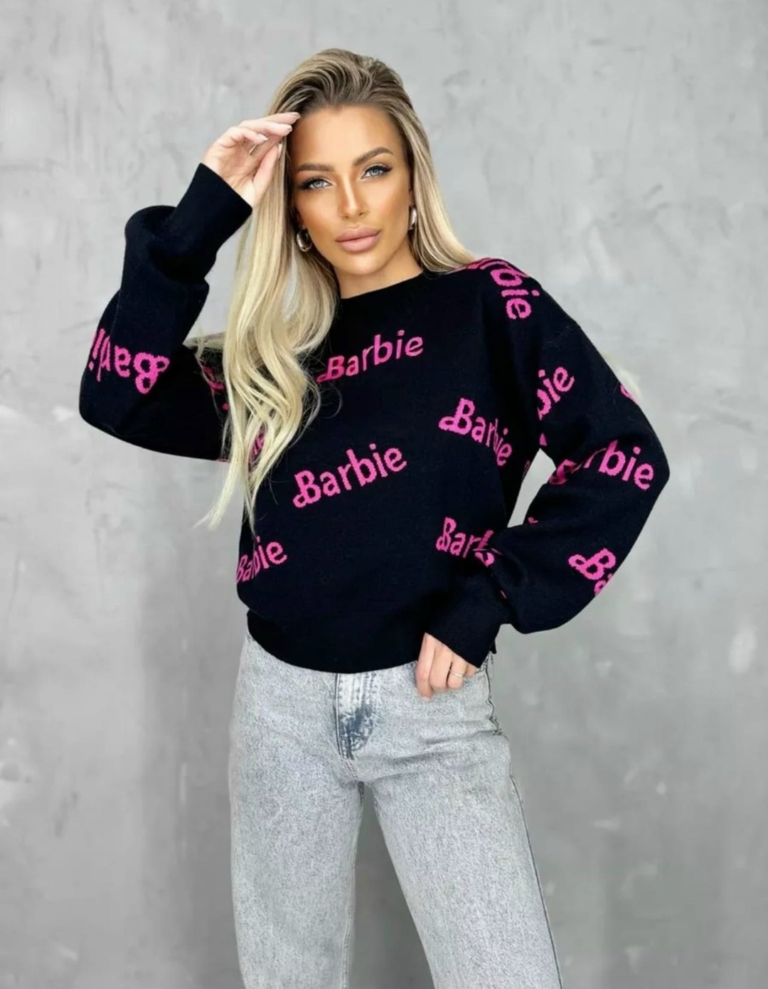 свитер оверсайз вязаный barbie,кофта шерсть,свитер в стиле barbie eliff,кофта женская,джемпер оверсайз с принтом барби