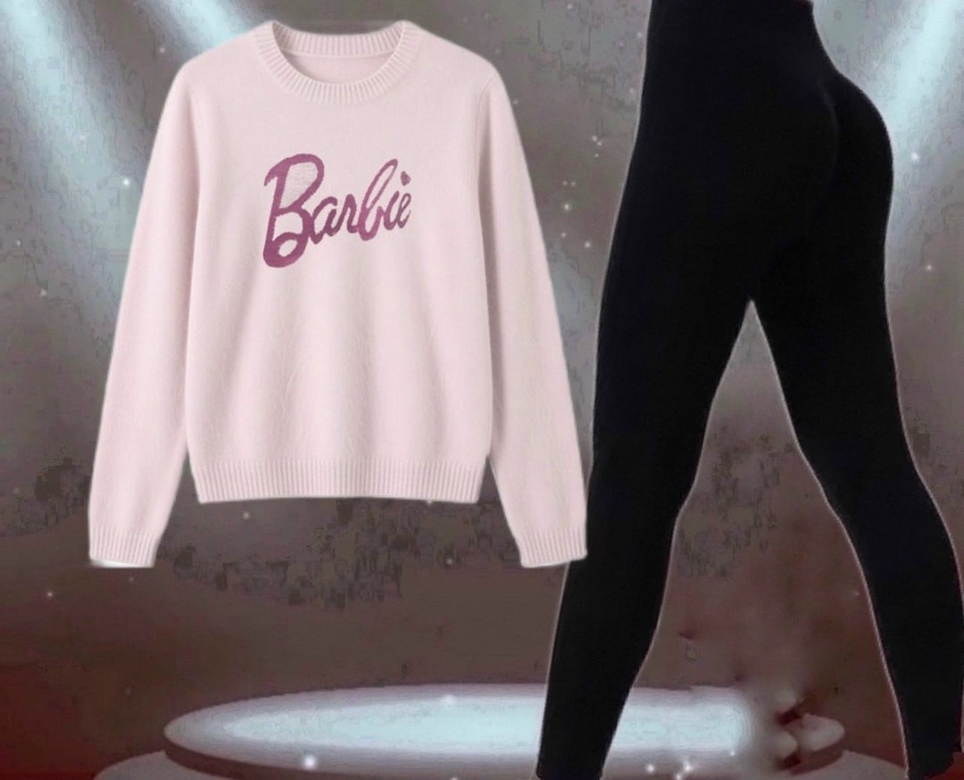 свитер оверсайз с надписью barbie,женский свитер,женская кофта,свитер оверсайз,свитер