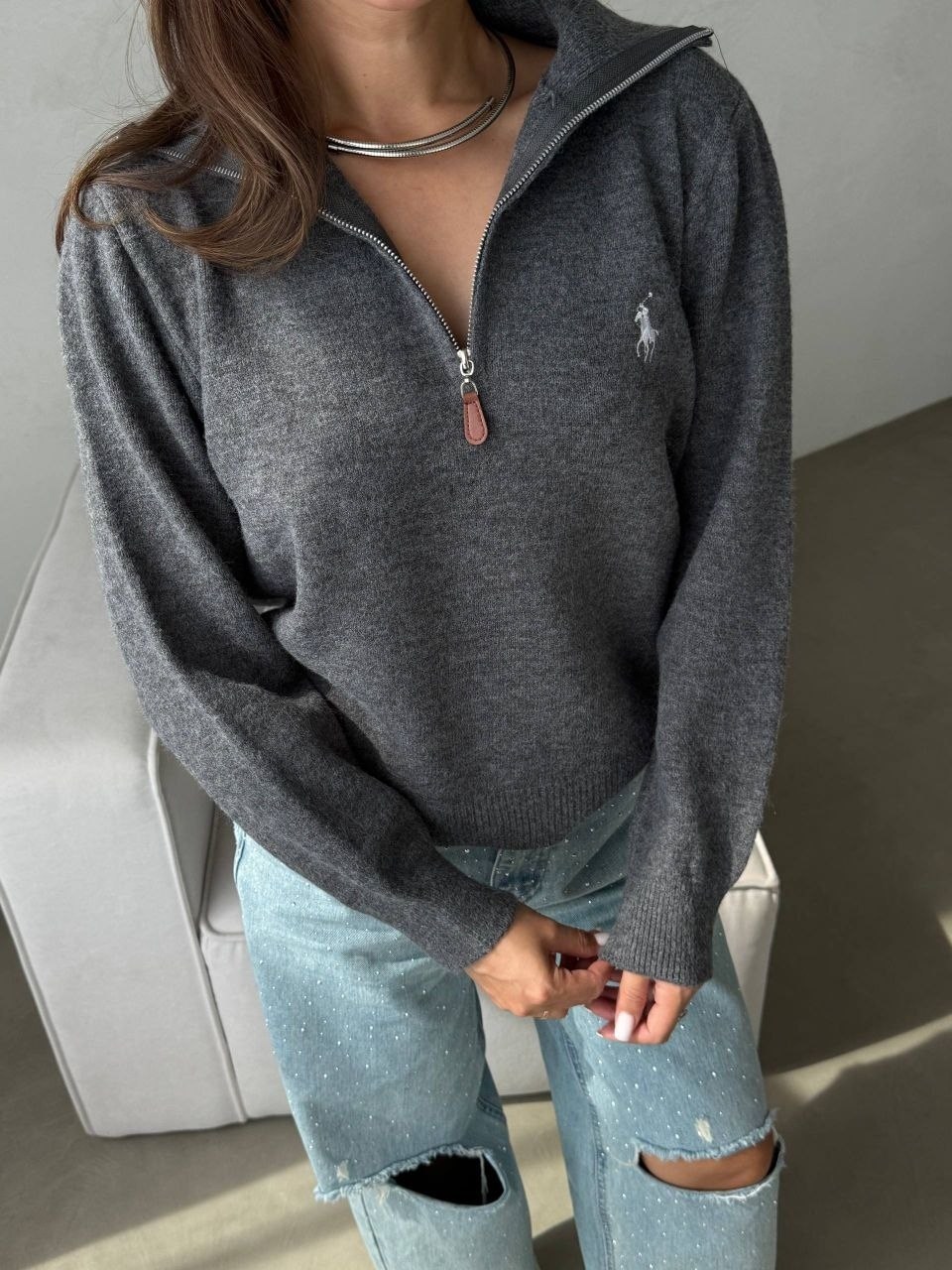 кофта кашемир,свитер polo ralph lauren oversize с молнией корич. 46/m 409424235,женская кофта,ralph lauren кашемировый свитер,свитер кашемир