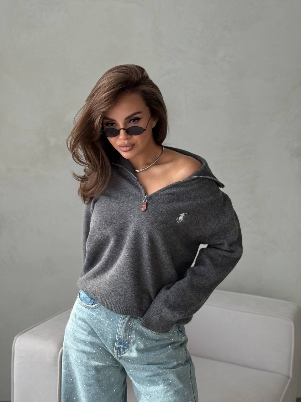 кофта кашемир,свитер polo ralph lauren oversize с молнией корич. 46/m 409424235,женская кофта,ralph lauren кашемировый свитер,свитер кашемир