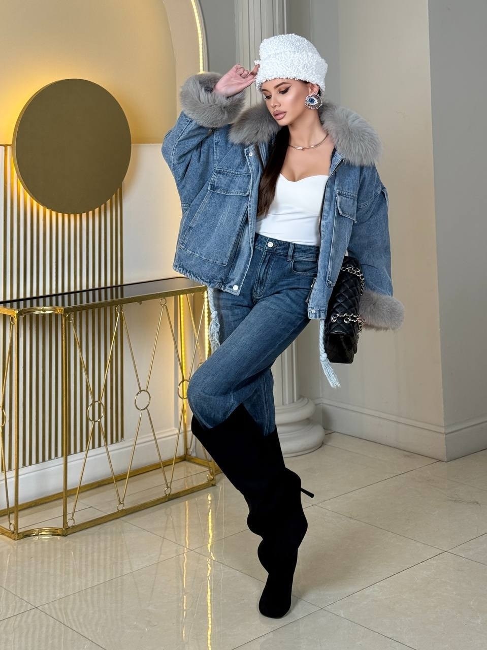 куртка джинсовая с натуральным мехом angel mood,джинсовка на утеплителе из мягкого искусственного меха,женская джинсовая куртка с мехом,джинсовая куртка с натуральным мехом,джинсовая куртка с мехом