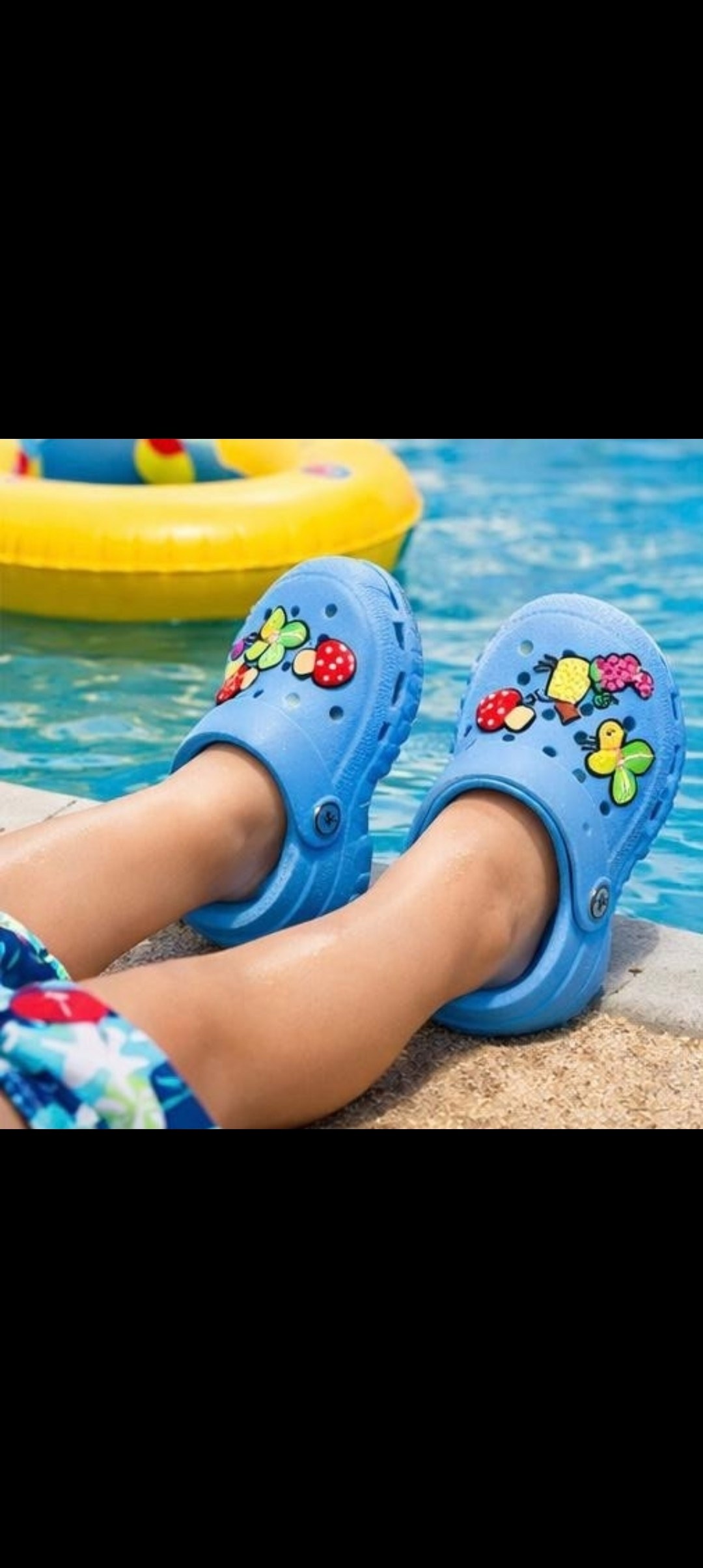 аква для пляжа детская crocs сабо розовая с бабочками,пляжная  крокс,кроксы с божьей коровкой,крокс малиновые,детские кроксы