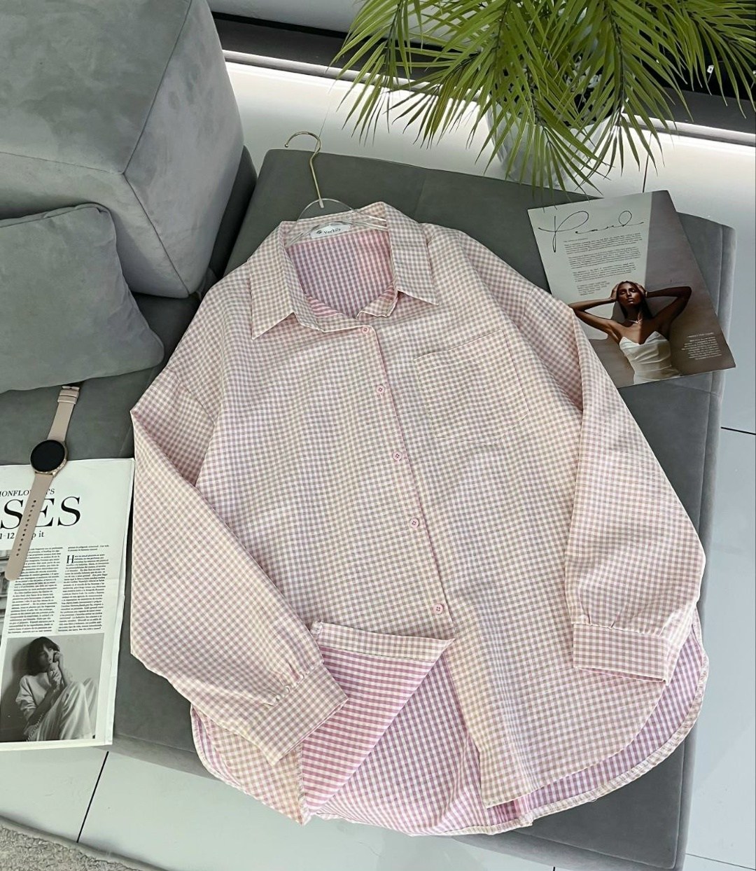рубашка оверсайз летняя в клетку betrendy wear,рубашка женская,женская рубашка оверсайз клетка,рубашка,оверсайз рубашка