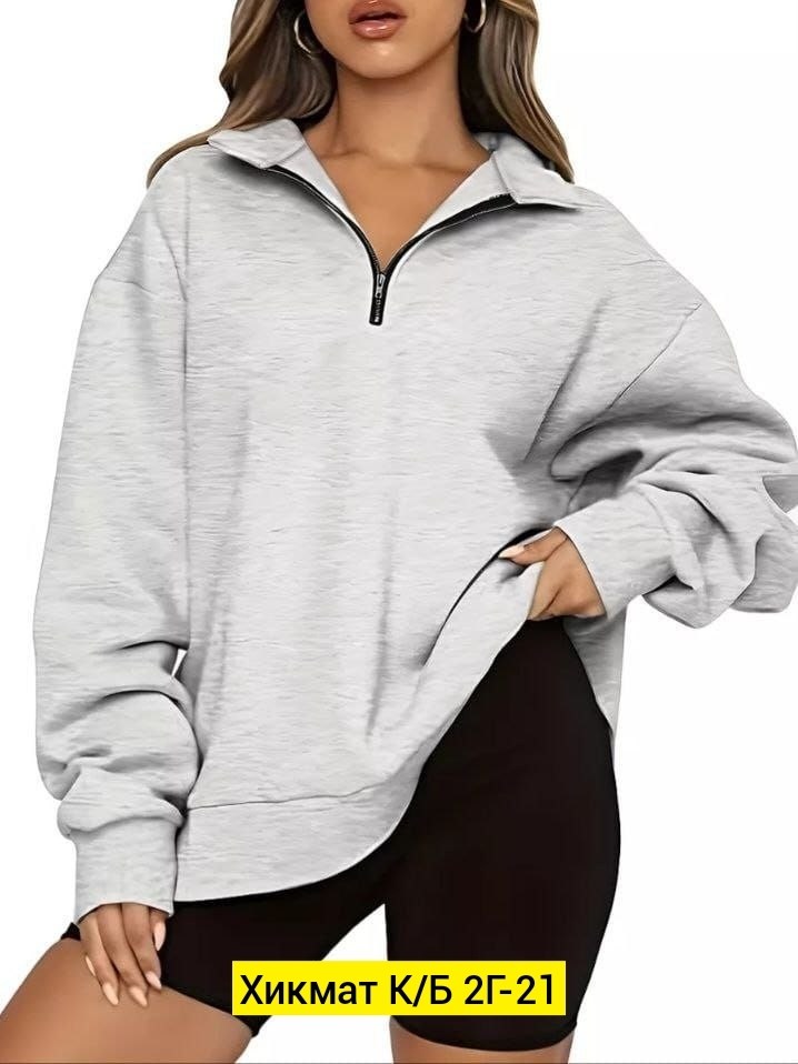 свитшот женская,женская кофта,sun victoria-women's black polo neck oversize 3 thread ribbed sweatshirt,свитшот молнией,однотонная толстовка