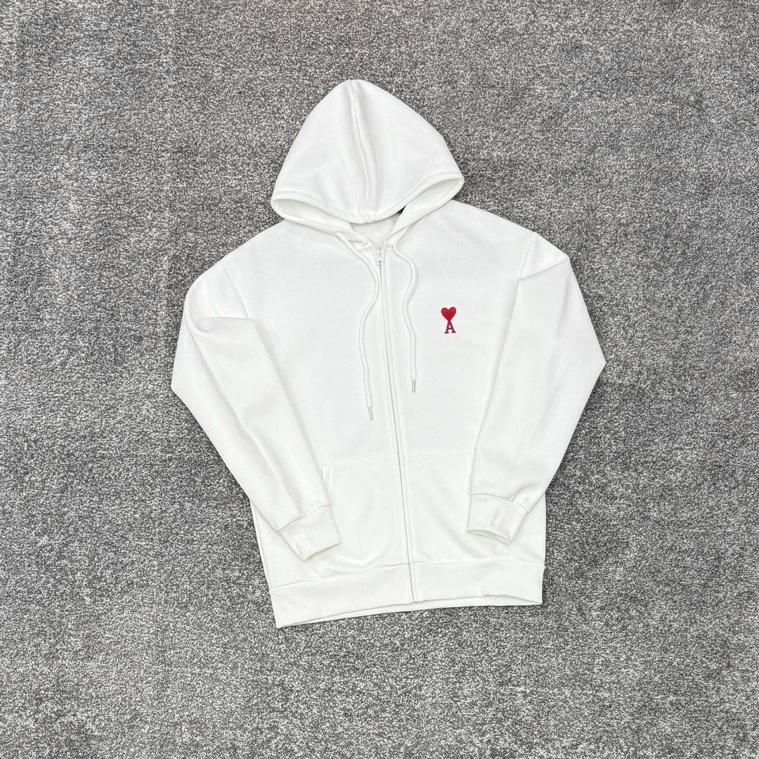 худи ami paris small a heart zip hoodie цвет heather ash grey,толстовки для мужчин,серая толстовка,толстовка,толстовки худи
