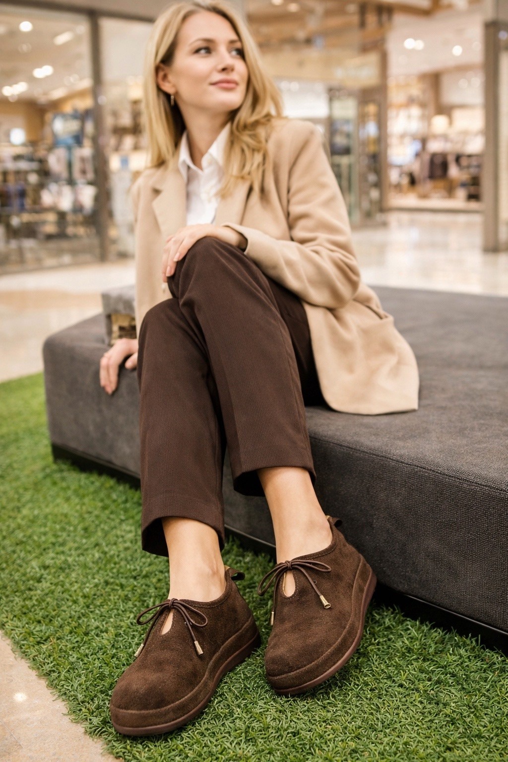 ,теплая ,женская ,коричневая ,suede shoes