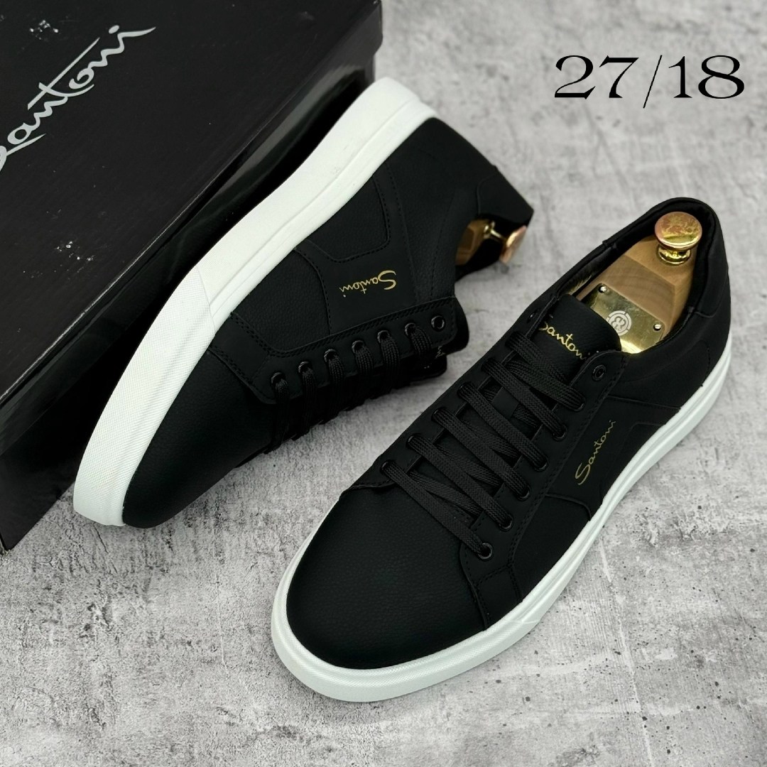 мужские кеды,мужские кеды santoni,кеды мужские кожаные santoni черные premium,мужские чёрные кеды santoni,мужская