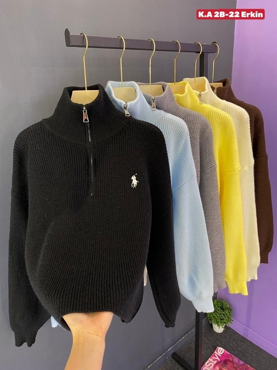 женские кофты,свитер женский,свитер оверсайз с горлом на молнии kk fashion,кофта поло,свитер