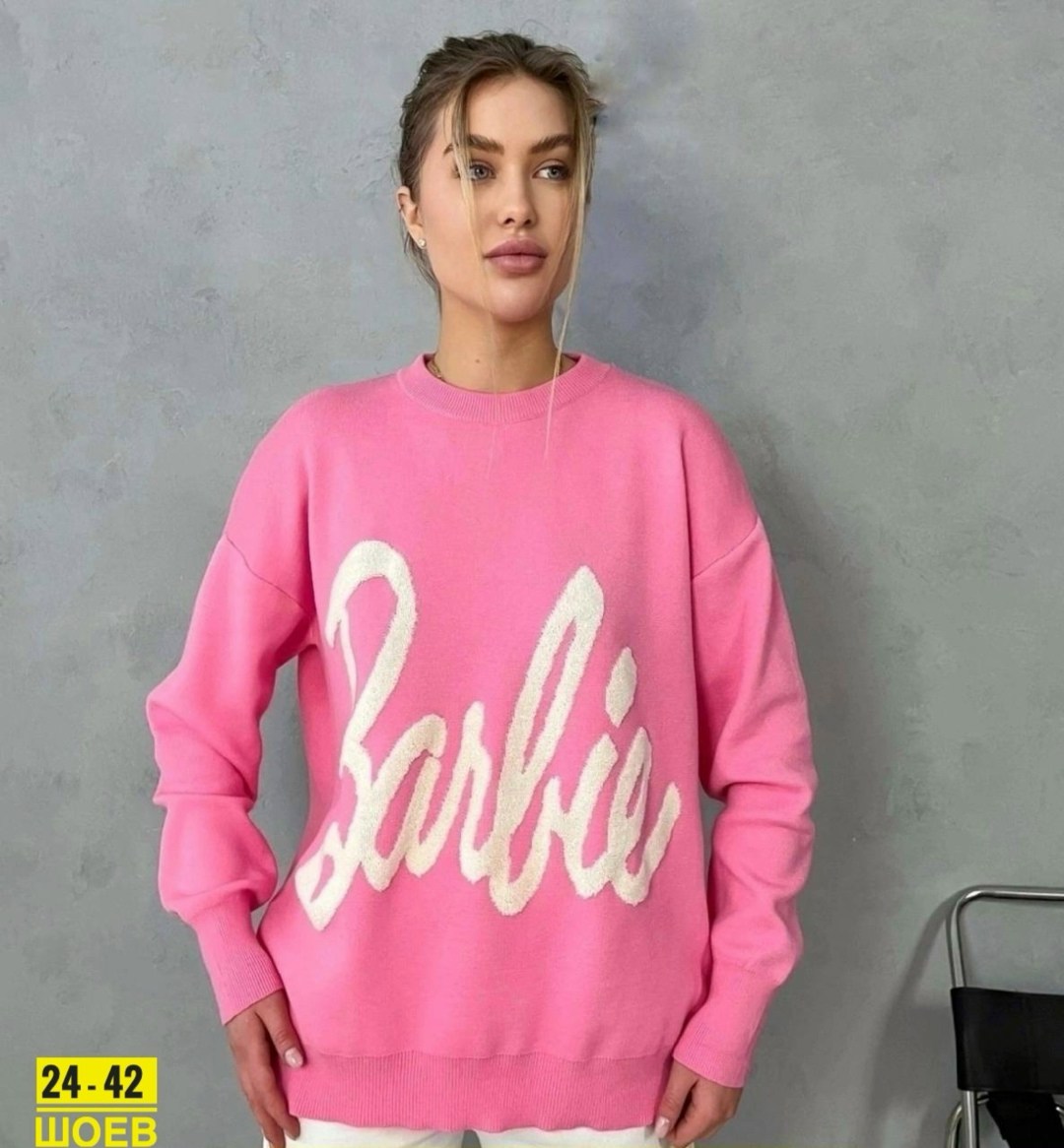 женская кофта,свитер женский,свитер оверсайз с надписью barbie,кофта,кофта для барби