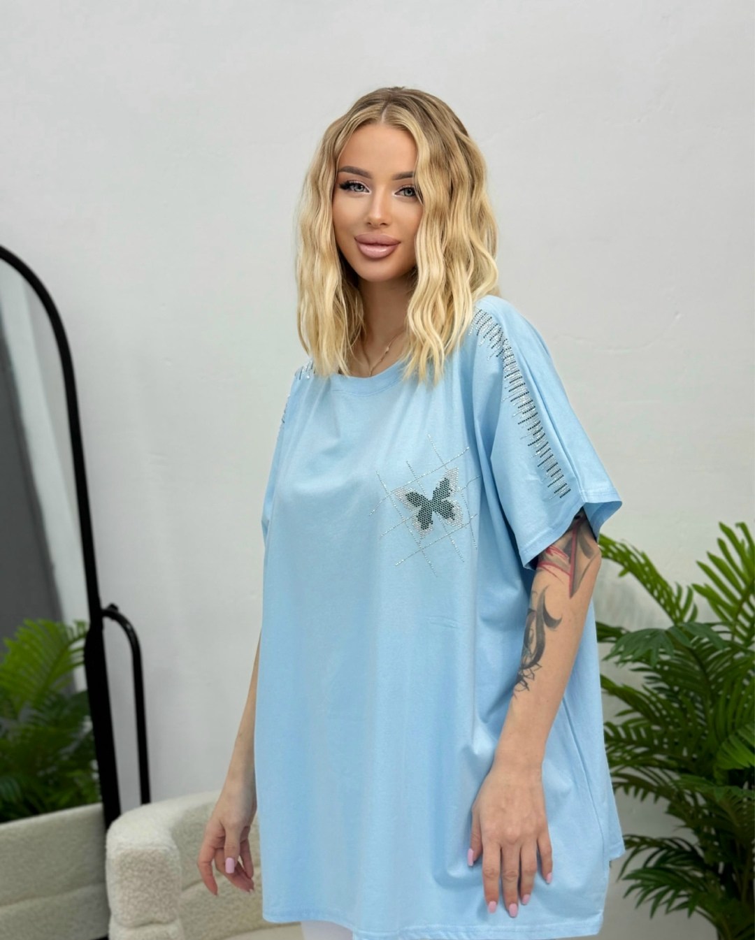 футболка со стразами оверсайз gul fashion,женская футболка,женская футболка оверсайз,футболка оверсайз базовая со стразами,женская футболка оверсайз со стразами