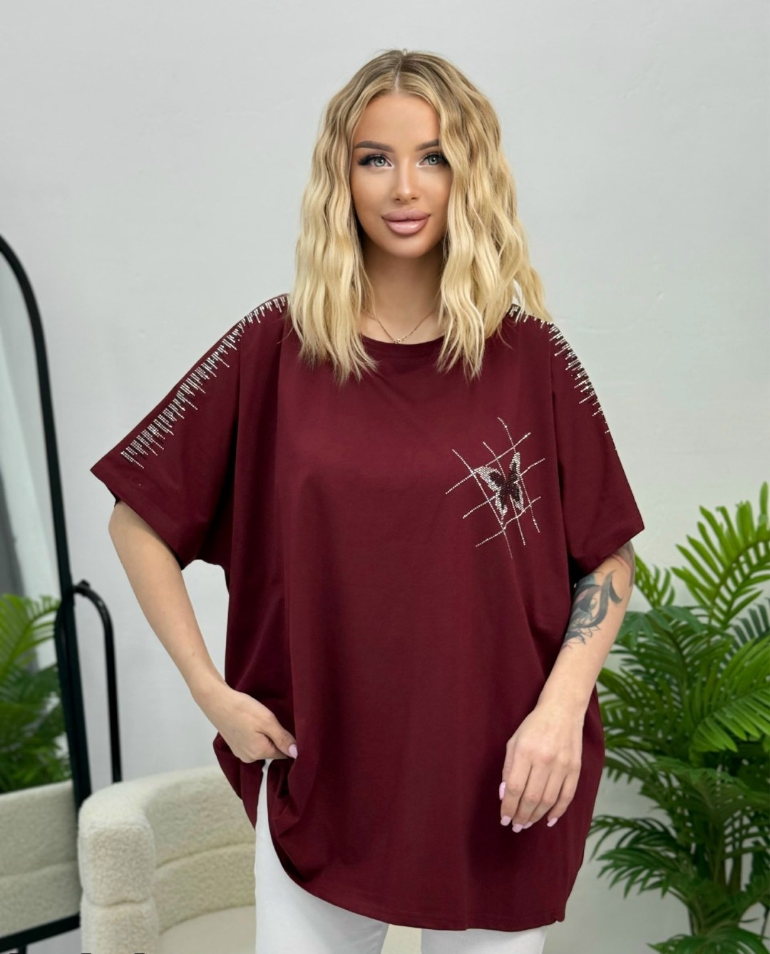 футболка со стразами оверсайз gul fashion,женская футболка,женская футболка оверсайз,футболка оверсайз базовая со стразами,женская футболка оверсайз со стразами