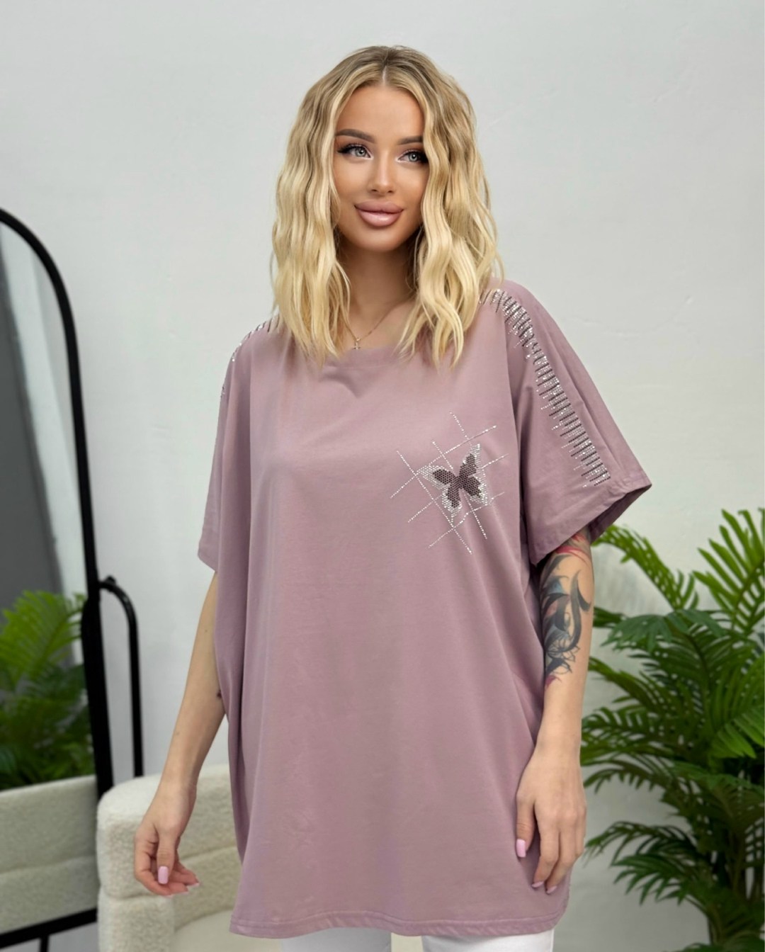 футболка со стразами оверсайз gul fashion,женская футболка,женская футболка оверсайз,футболка оверсайз базовая со стразами,женская футболка оверсайз со стразами