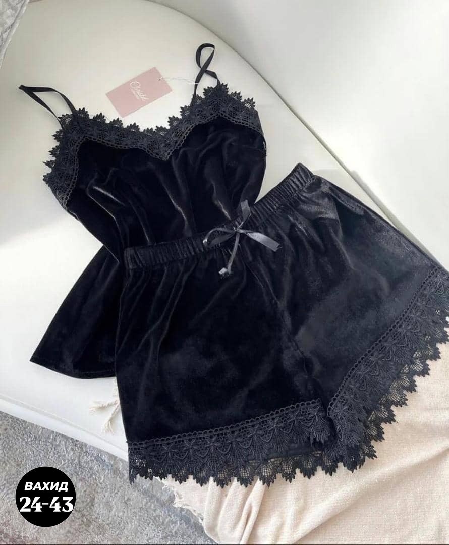 комплект женской пижамы,пижама женская,пижама коричневый,пижама велюровая женская с кружевом,пижамы из велюра с шортами