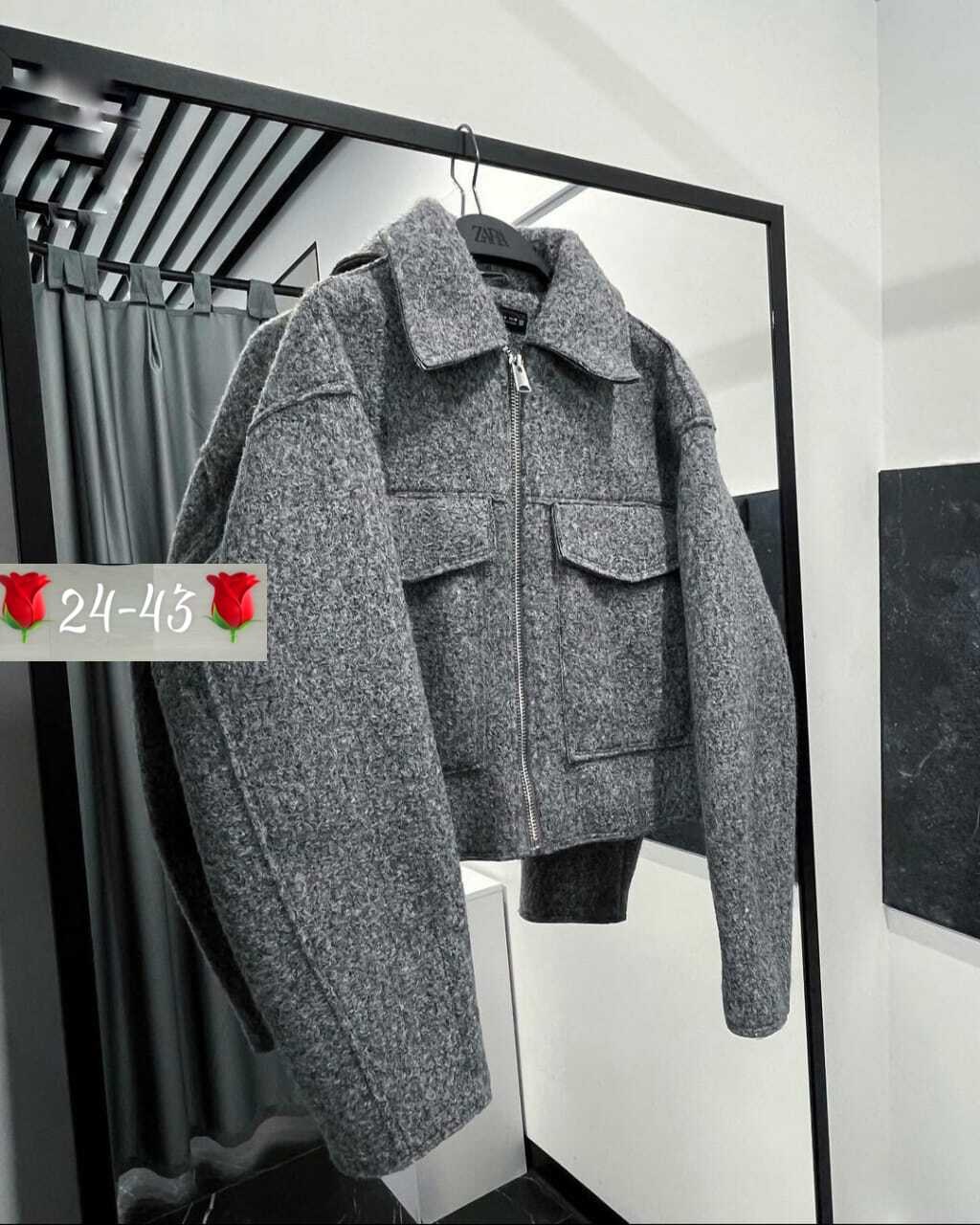 короткая куртка из букле zara серый,куртка женская,укороченная куртка букле zara v143906466 цвет: серый,куртка пальто,шерстяная куртка