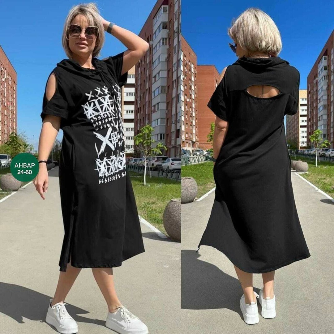 платье женское больших размеров,модное платье,платье с капюшоном,трикотажное платье,платье летнее