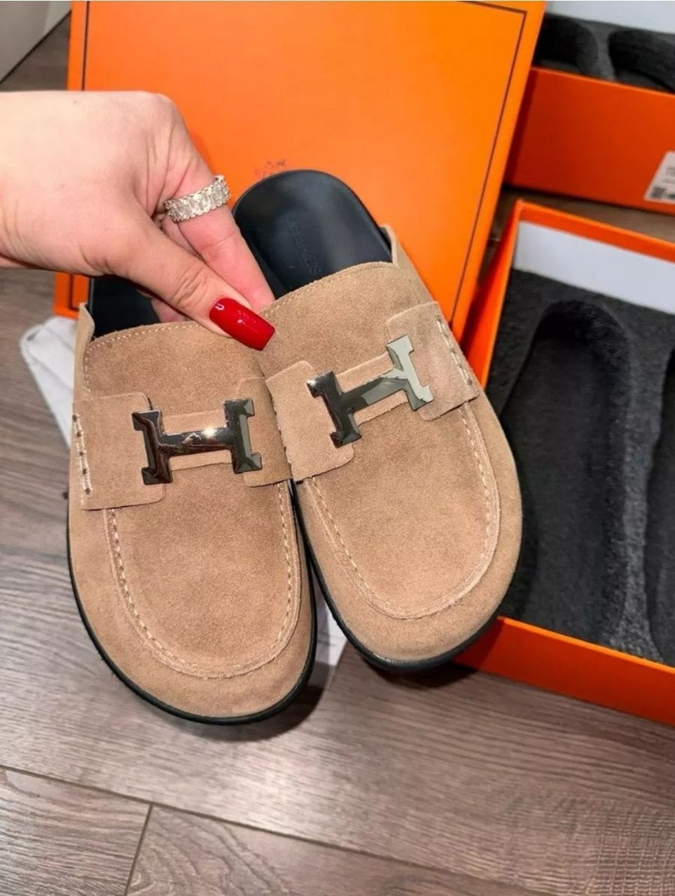 ,мюли hermes,мюли замшевые,мюли женские,шлепки женские