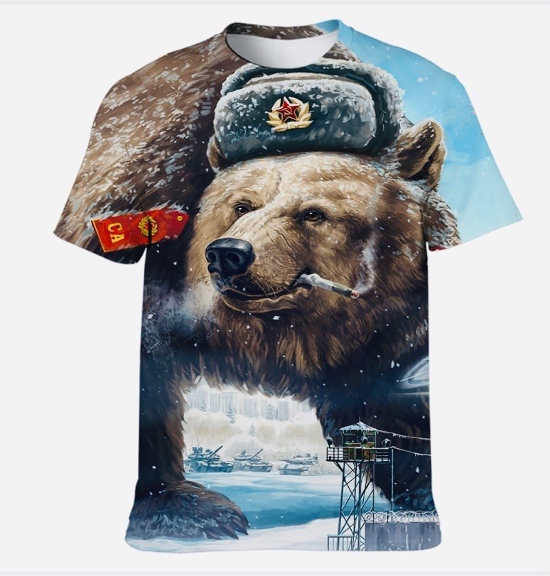 футболка с медведем,медведь одежда для мужчин,футболка мужская медведь,футболка мужская с принтом медведь,футболка россия медведь