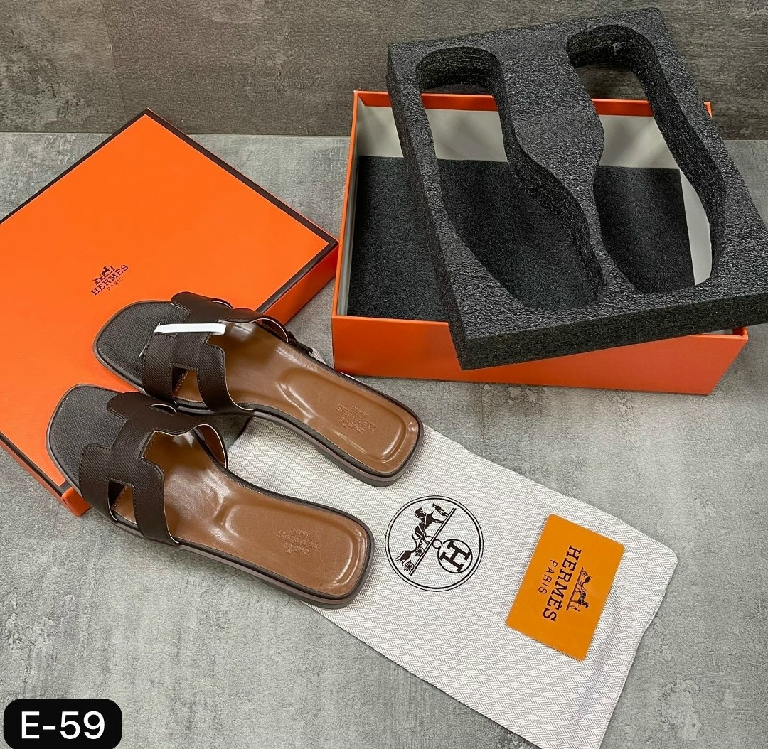 шлепки эрмес оран,женские кожаные шлепки hermes oran коричневые,,шлёпанцы hermes,hermes шлепки женские
