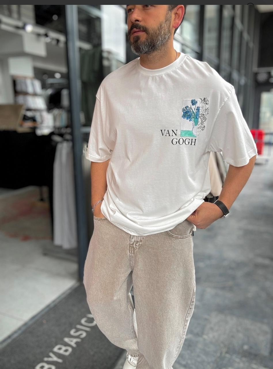 футболка с принтом,дизайн футболки,футболка с рисунком,футболка van gogh pull and bear,футболка оверсайз