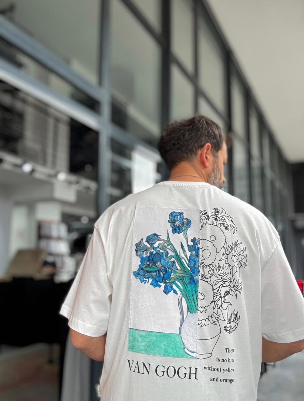футболка с принтом,дизайн футболки,футболка с рисунком,футболка van gogh pull and bear,футболка оверсайз