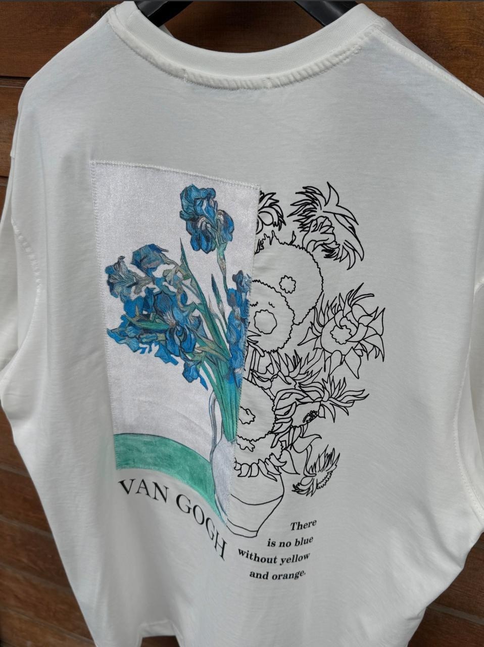 футболка с принтом,дизайн футболки,футболка с рисунком,футболка van gogh pull and bear,футболка оверсайз