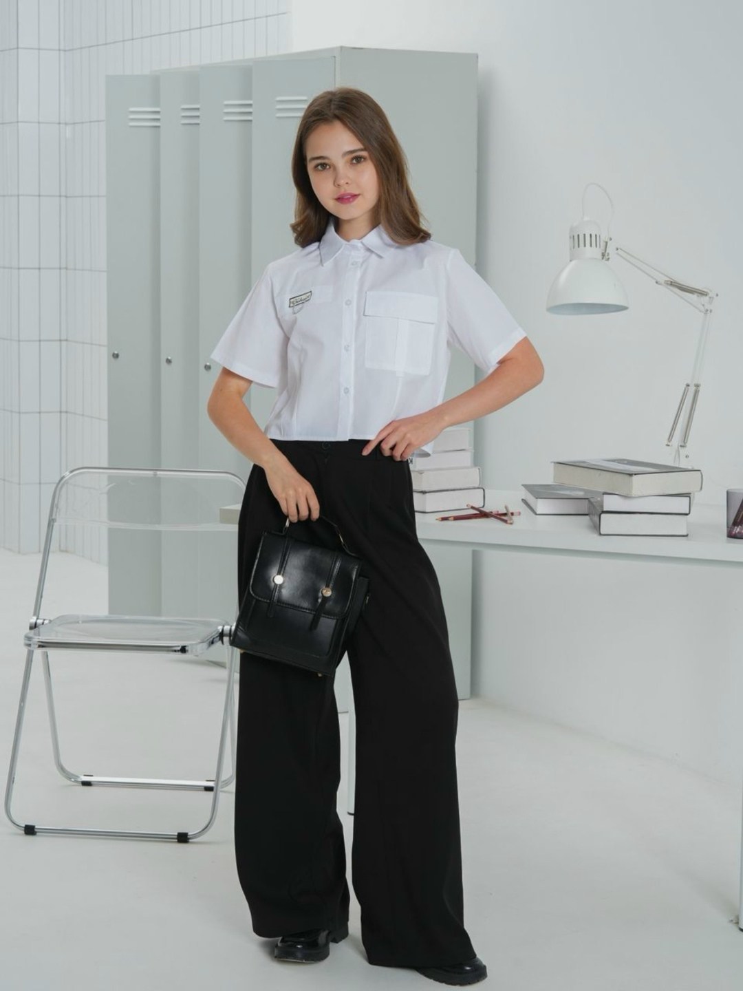 рубашка школьная для девочки с галстуком erden style,рубашка школьная укороченная нарядная chicasdemoda,блузка к школе,рубашка школьная для девочек,белая блузка в школу