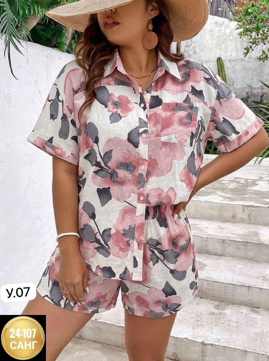 летний костюм с шортами и рубашкой,летние костюмы,рубашка с коротким рукавом и шорты,комплект рубашка и шорты,костюм с принтом