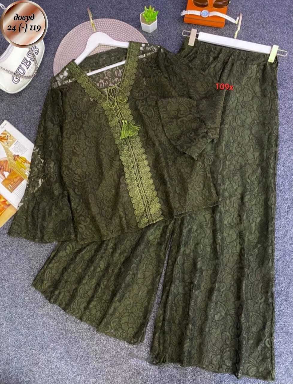 женский комплект из топа,кружевной комплект,брюки ажурные,кружевное платье,брючный костюм элегантный