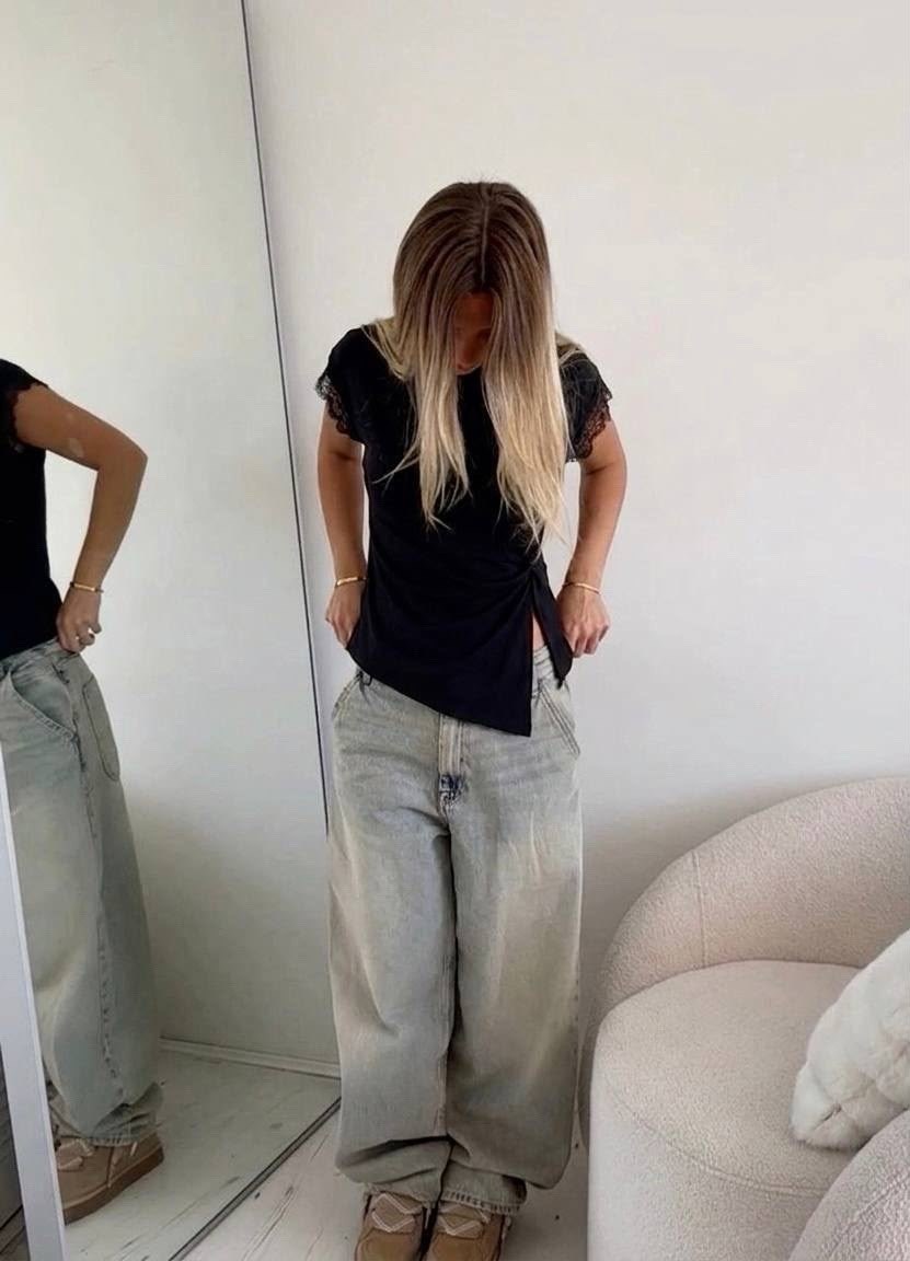 мода стиль,hot casual outfit,городской стиль одежды,широкие джинсы