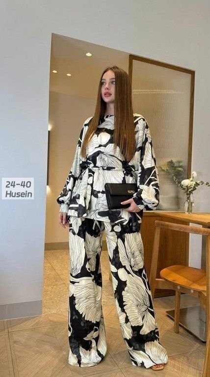 брючный костюм,костюм женский,летние костюмы,костюм с принтом,костюм в пижамном стиле