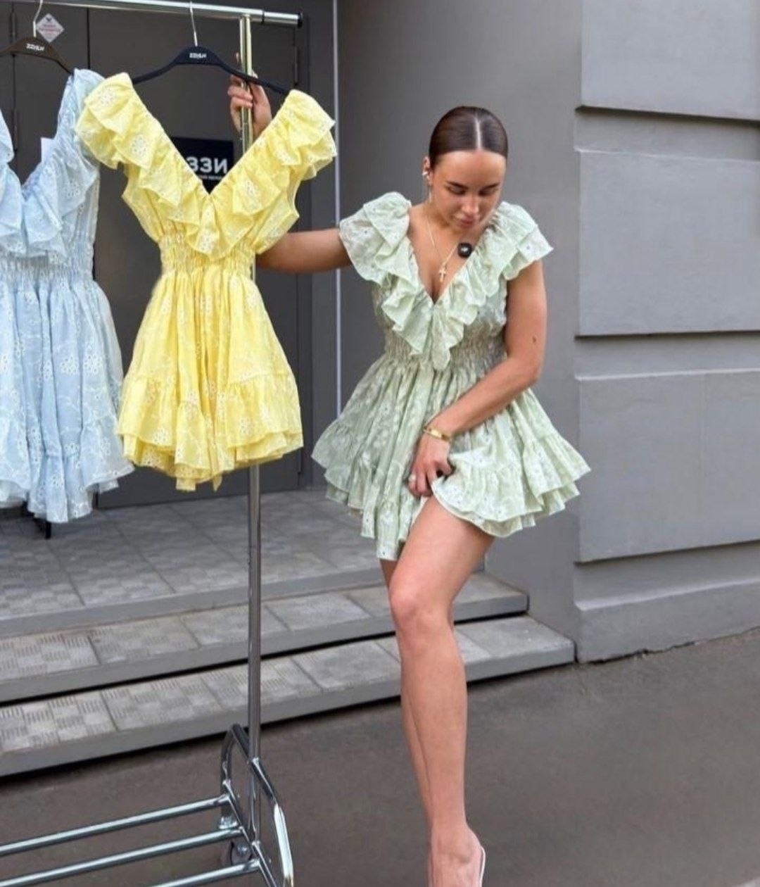 летнее платье,короткое платье,платье,платье модное,платье с рюшами