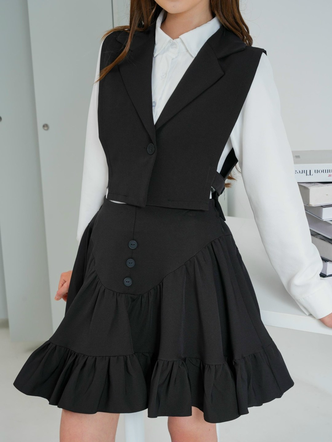 школьный костюм двойка с юбкой и жилетом sheng yuan fashion,костюм юбка с жилеткой школьный синий,школьный костюм двойка с юбкой и жилетом blacknina,костюм школьная форма жилетом likikids цвет темно-с