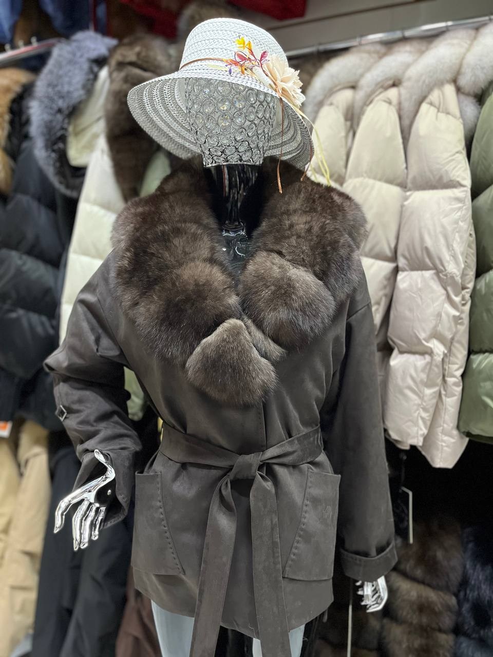 парка с натуральным мехом,мех песец,парка с мехом,тренч с натуральным мехом,пальто с мехом