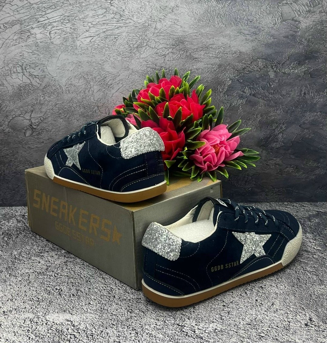 ,кроссовки golden goose,golden goose navy suede superstar sneakers,кроссовки со звездой на боку,golden goose super star