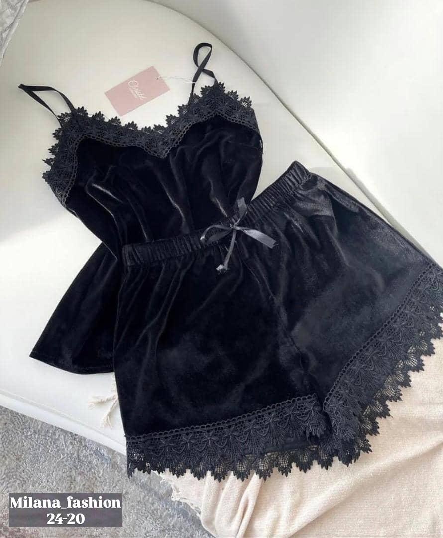 пижама из бархата,комплект женской пижамы,пижама женская,пижама с кружевом,пижама велюр