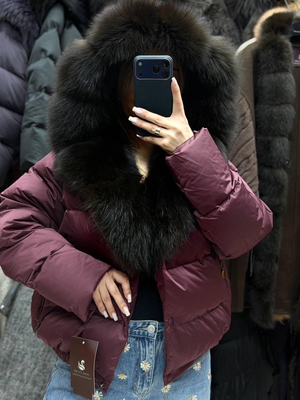 пуховик с натуральным мехом,пуховик,пуховик с мехом,пуховик женский,пуховик с натуральным мехом чернобурка/песец/лиса