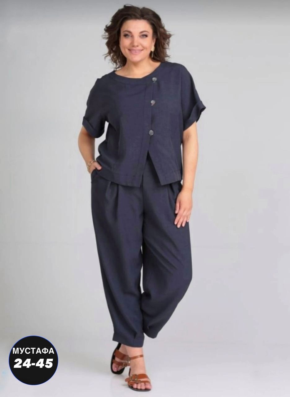 брючный костюм для полных женщин,летний брючный костюм michel chic 1337 /1 темно-синий двойка,брючный костюм michel chic 1337 темно-синий,брючный костюм 1337 мишель шик,брючный костюм мишель шик арт: