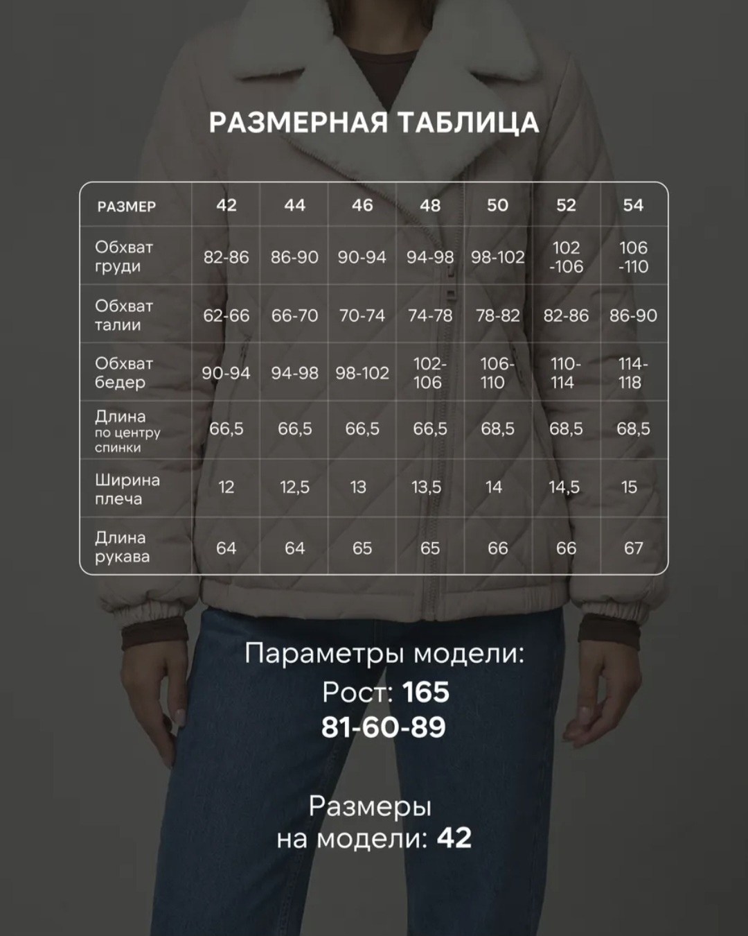 таблица,размера,женская зимняя куртка,женская куртка,куртка