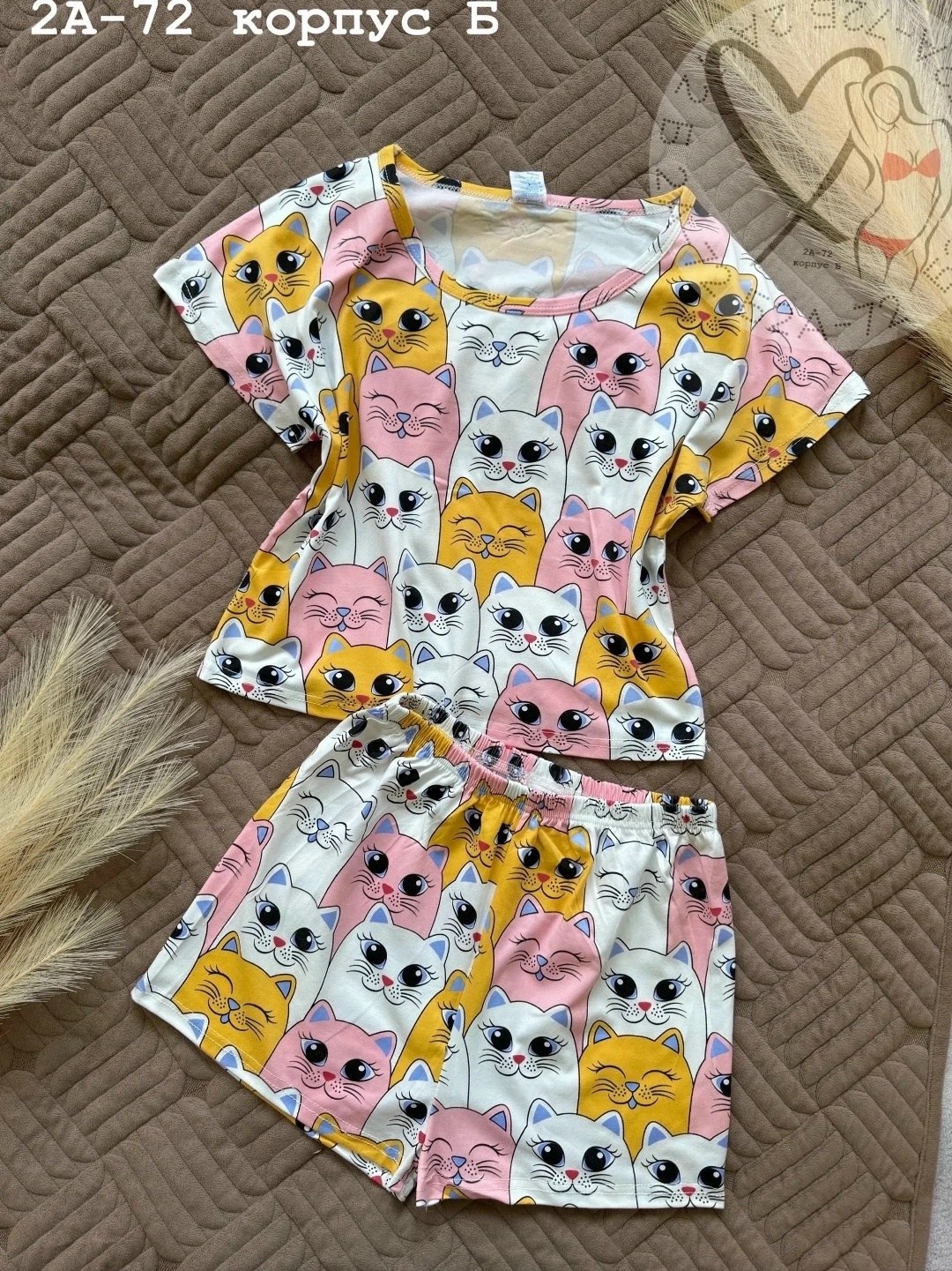 пижама с котиками женская,пижама женская,пижама домашний костюм,домашняя одежда пижама,комплект пижама