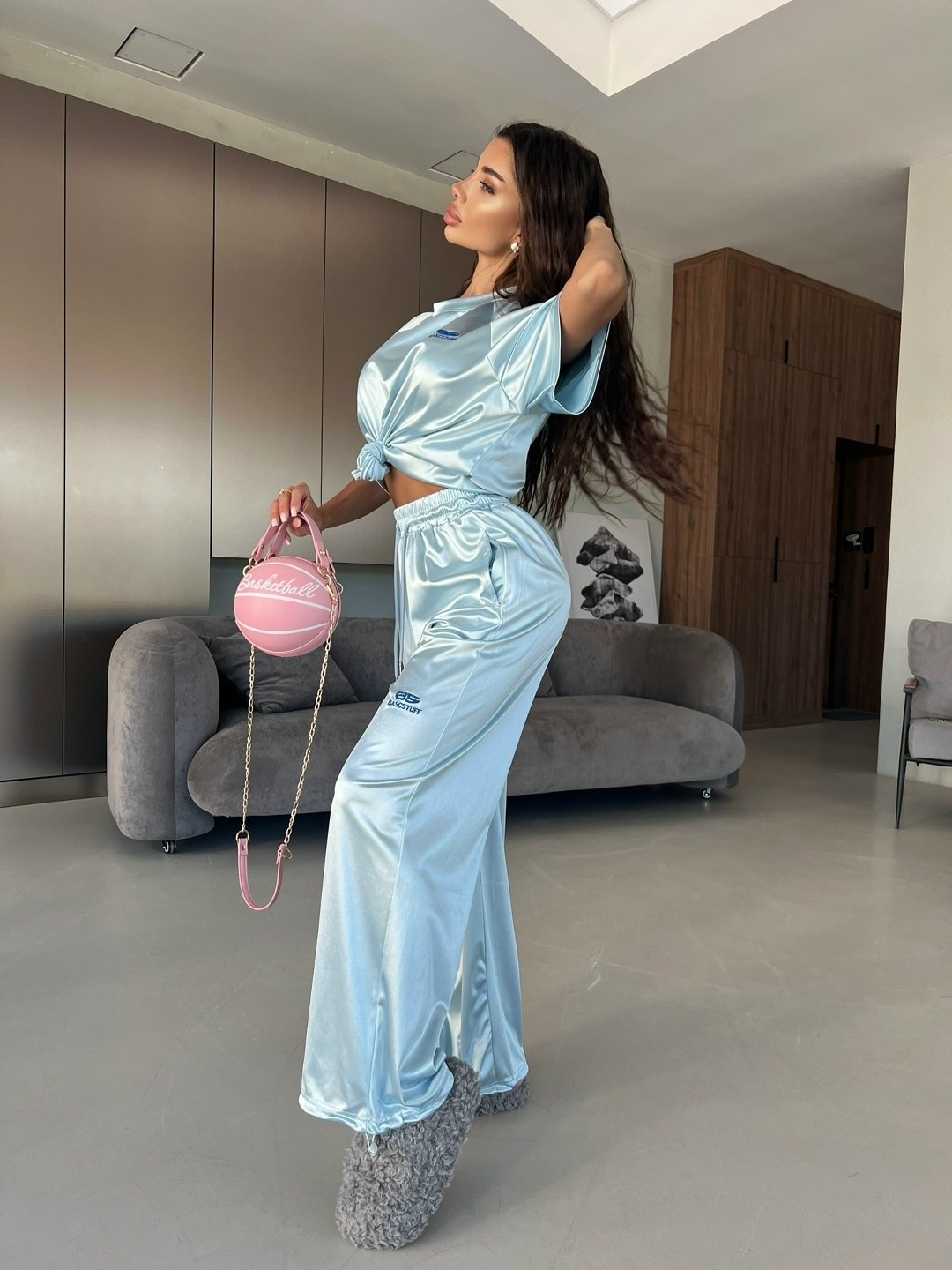 брючный костюм,атласный костюм,костюм с брюками,шелковый костюм,костюм синий