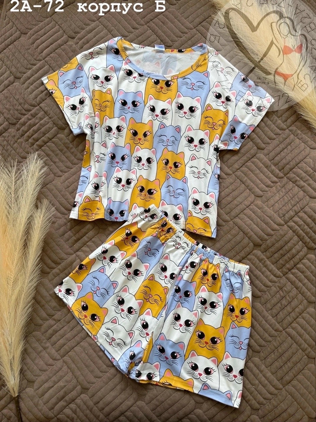 пижама с котиками женская,пижама женская,пижама домашний костюм,домашняя одежда пижама,комплект пижама