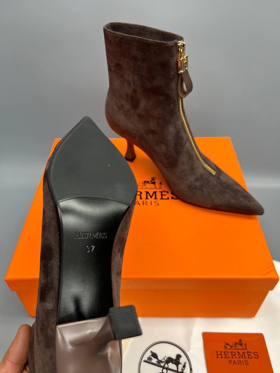ботильоны hermes,замшевые ботильоны,,женские ботильоны,ботильоны натуральная замша