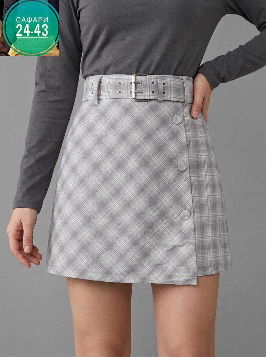 юбка,юбка женская,клетчатая юбка,мини юбка,юбка серая