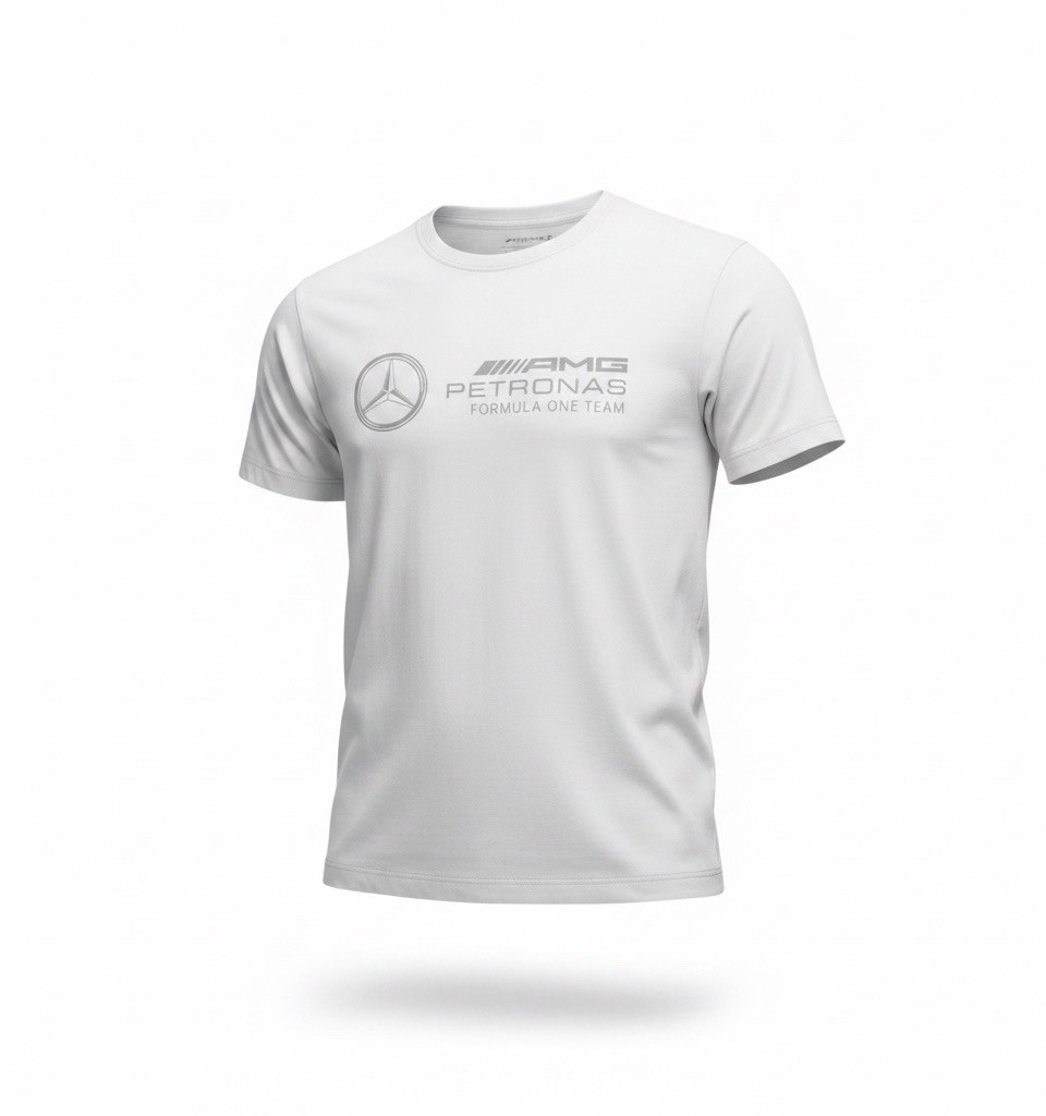футболка с принтом mercedes-amg petronas motorsport puma белая,mercedes amg petronas formula one team,мужская футболка,футболка мужская белая,футболки для мужчин