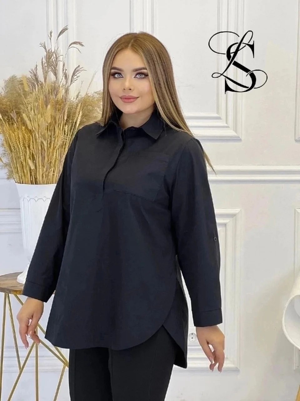рубашка черная,женская рубашка,блуза повседневная,блуза свободная,женская блузка