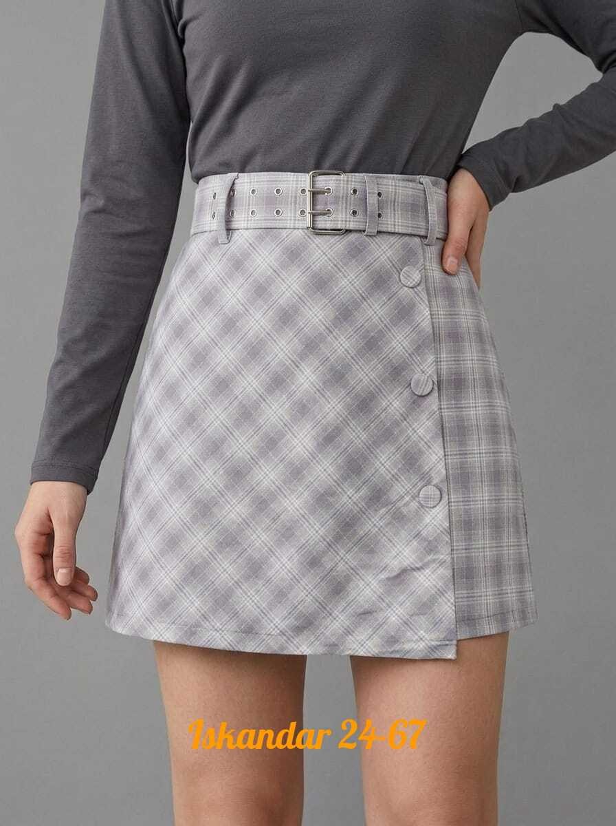 юбка,юбка женская,юбка с поясом,юбка серая,клетчатая юбка