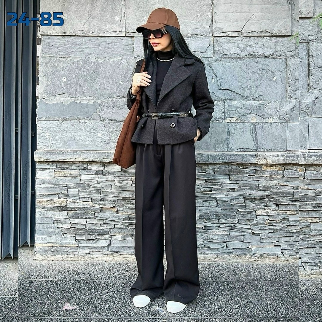 женский костюм,коричневый костюм,широкие брюки