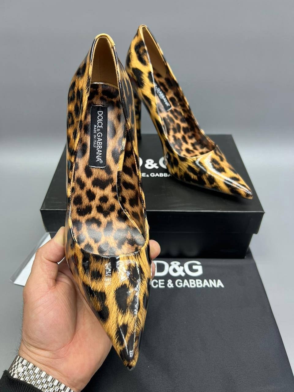 туфли на каблуке 105 мм с леопардовым принтом dolce & gabbana коричневый,туфли dolce & gabbana с леопардовым принтом,туфли леопард дольче габбана,кожаные туфли на шпильке с леопардовым узором dolce&am